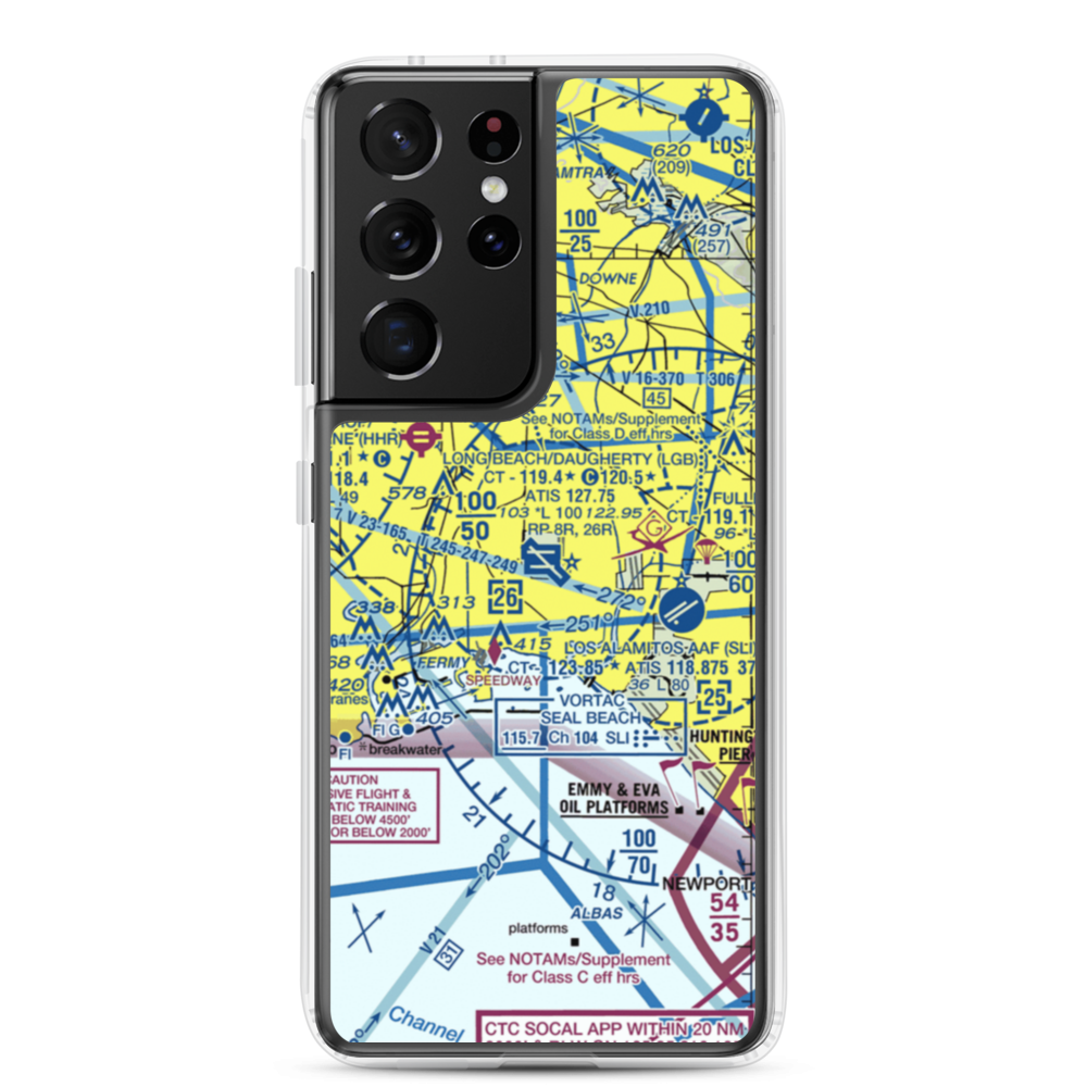 Long Beach /Daugherty Field/ Airport (LGB) VFR Sectional Samsung Case Samsung Galaxy S21 Ultra model shown