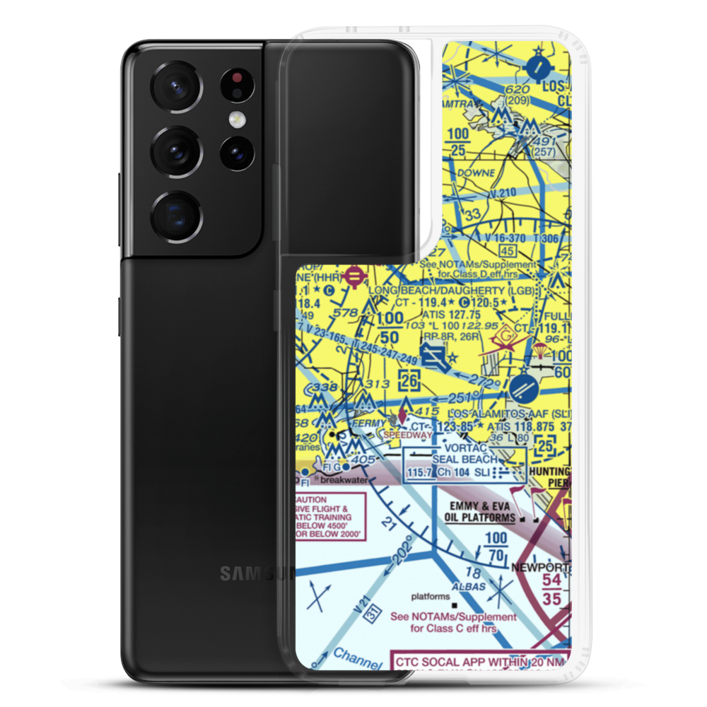 Long Beach /Daugherty Field/ Airport (LGB) VFR Sectional Samsung Case Samsung Galaxy S21 Ultra model shown