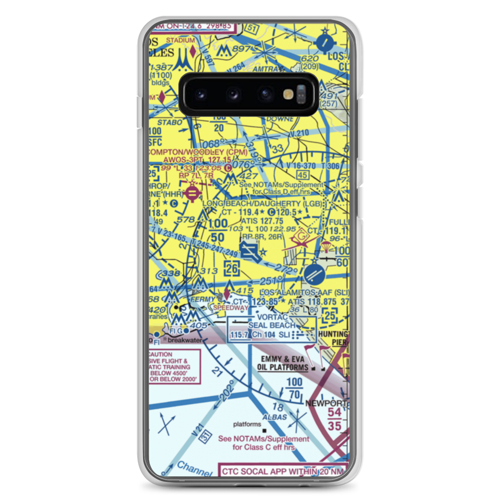 Long Beach /Daugherty Field/ Airport (LGB) VFR Sectional Samsung Case Samsung Galaxy S10+ model shown