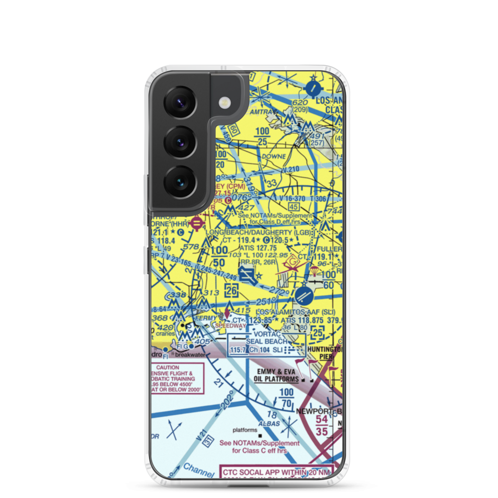 Long Beach /Daugherty Field/ Airport (LGB) VFR Sectional Samsung Case Samsung Galaxy S22 model shown