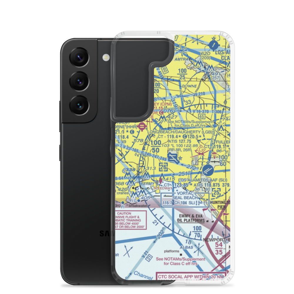 Long Beach /Daugherty Field/ Airport (LGB) VFR Sectional Samsung Case Samsung Galaxy S22 model shown
