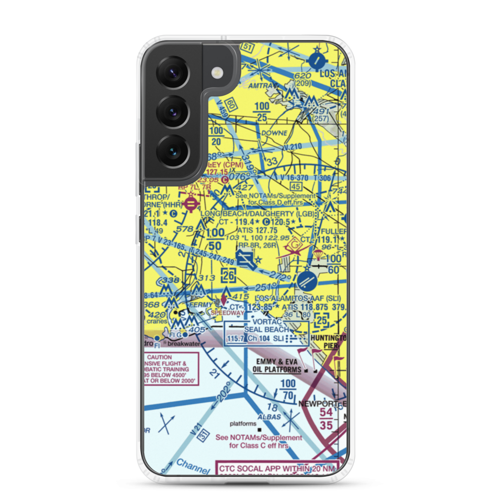 Long Beach /Daugherty Field/ Airport (LGB) VFR Sectional Samsung Case Samsung Galaxy S22 Plus model shown