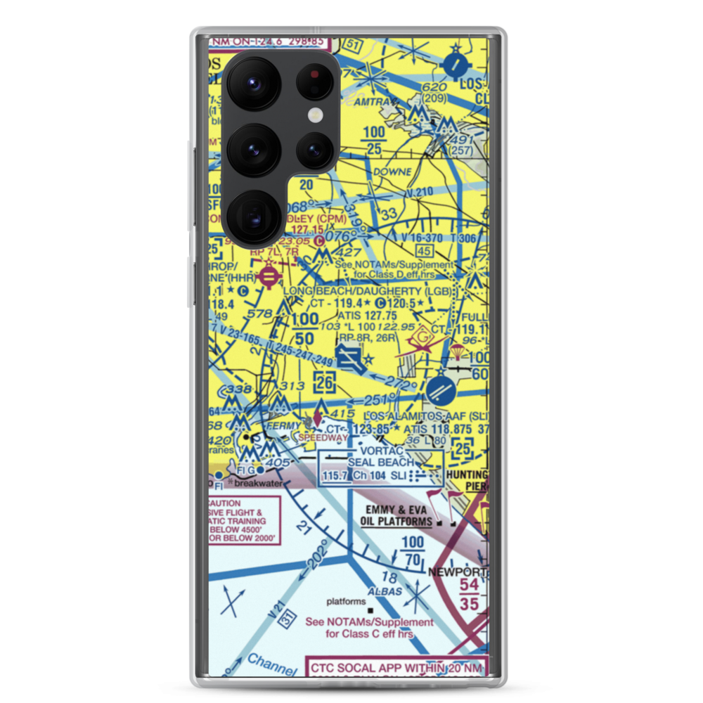Long Beach /Daugherty Field/ Airport (LGB) VFR Sectional Samsung Case Samsung Galaxy S22 Ultra model shown