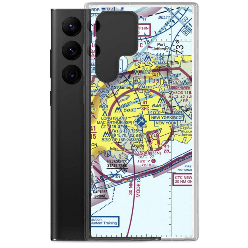 Long Island Mac Arthur Airport (ISP) VFR Sectional Samsung Case Samsung Galaxy S22 Ultra model shown