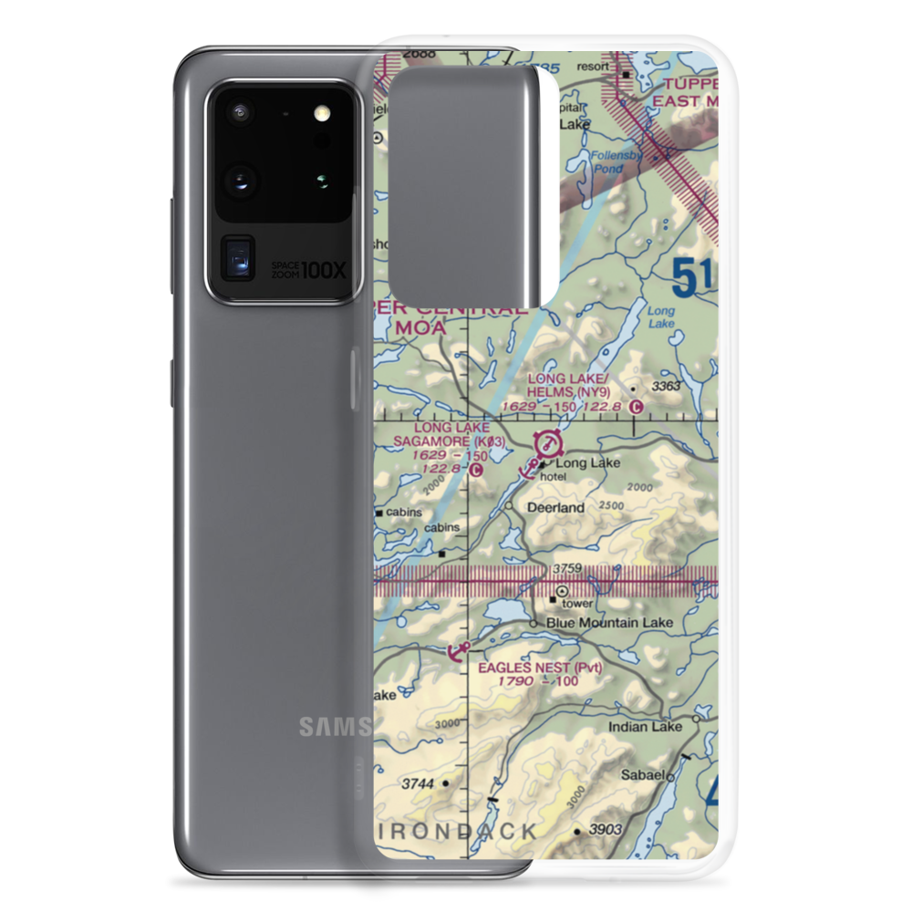 Long Lake /Helms Seaplane Base (NY9) VFR Sectional Samsung Case Samsung Galaxy S20 Ultra model shown