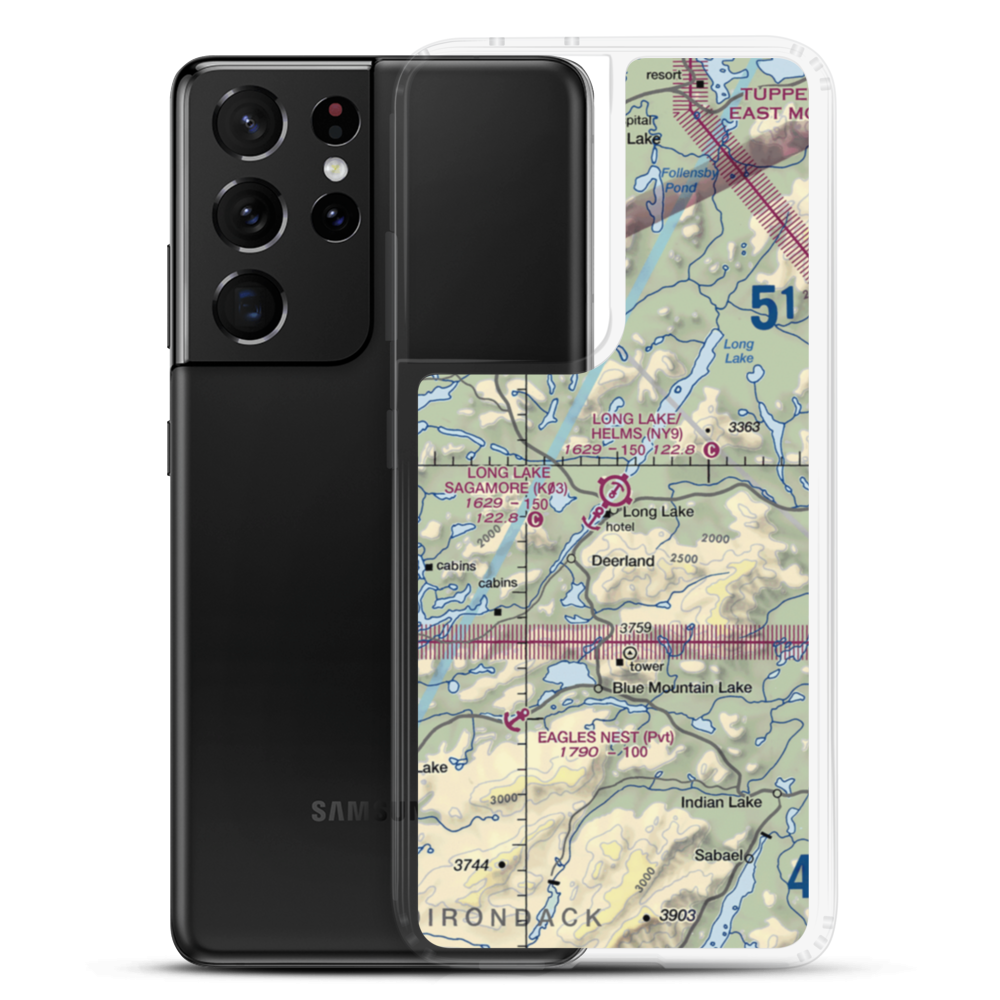 Long Lake /Helms Seaplane Base (NY9) VFR Sectional Samsung Case Samsung Galaxy S21 Ultra model shown