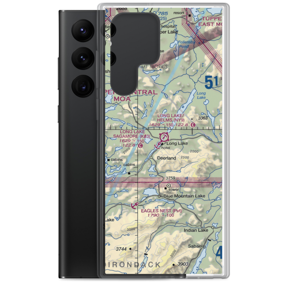 Long Lake /Helms Seaplane Base (NY9) VFR Sectional Samsung Case Samsung Galaxy S22 Ultra model shown