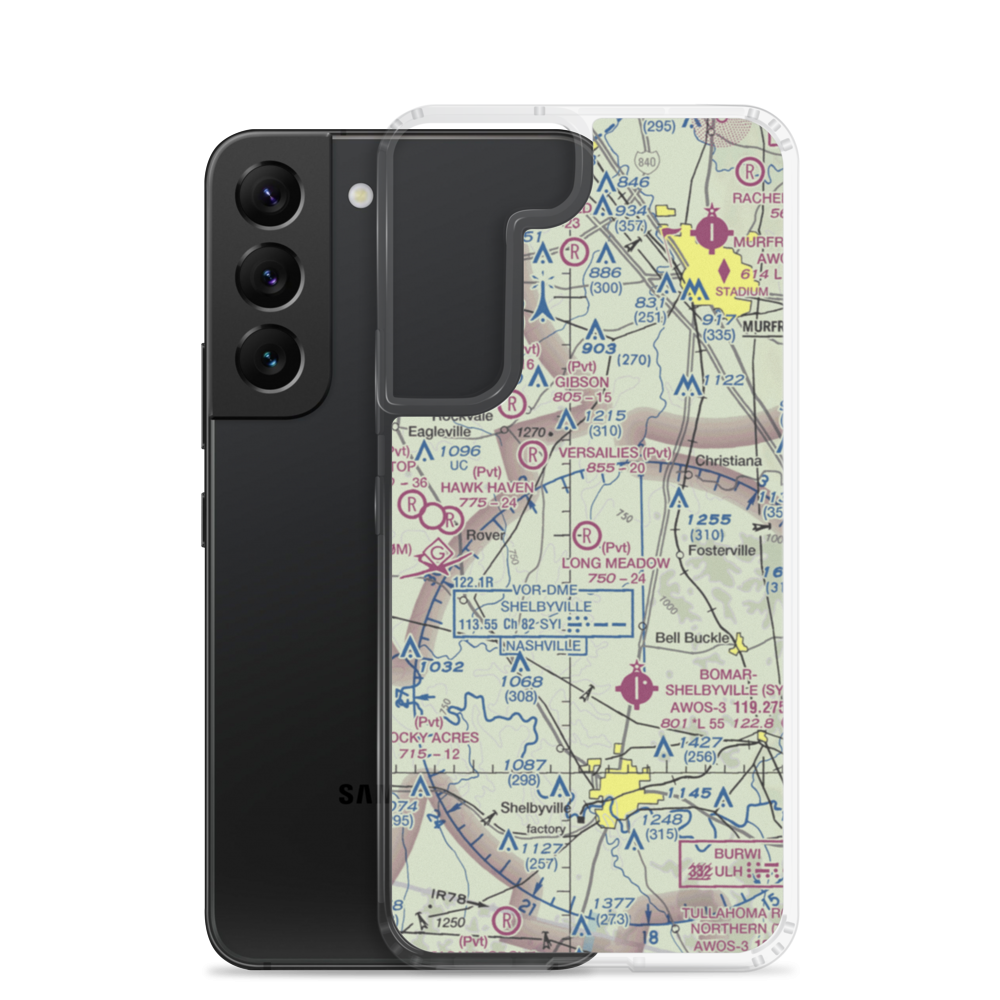 Long Meadow Airstrip (TN65) VFR Sectional Samsung Case Samsung Galaxy S22 model shown