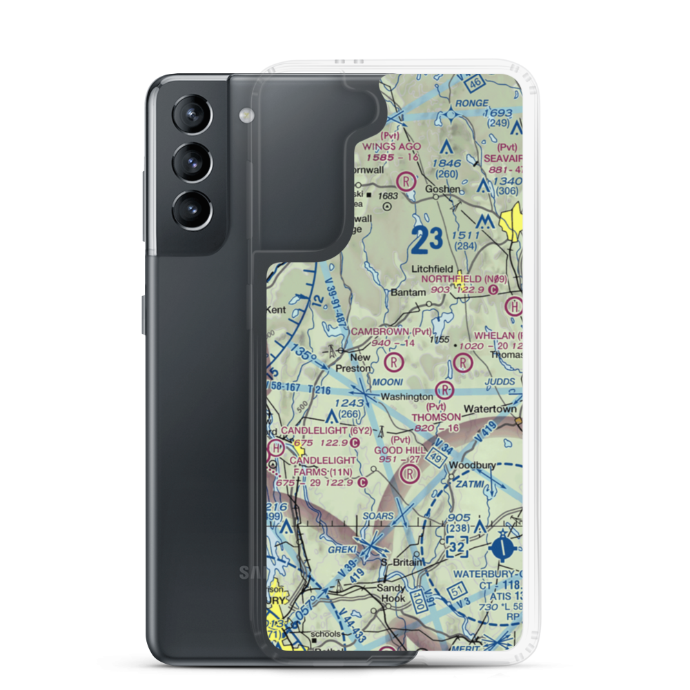 Long View Landing Airport (CT66) VFR Sectional Samsung Case Samsung Galaxy S21 model shown