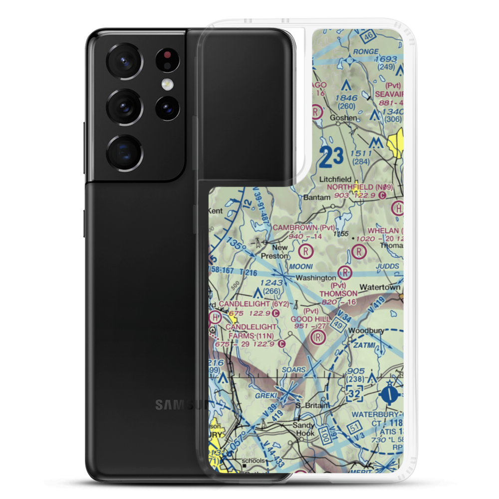 Long View Landing Airport (CT66) VFR Sectional Samsung Case Samsung Galaxy S21 Ultra model shown