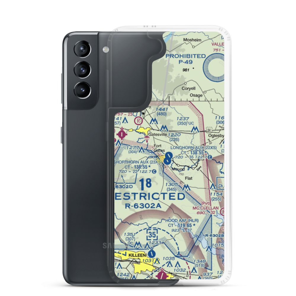 Longhorn Aux Landing Strip (22XS) VFR Sectional Samsung Case Samsung Galaxy S21 model shown