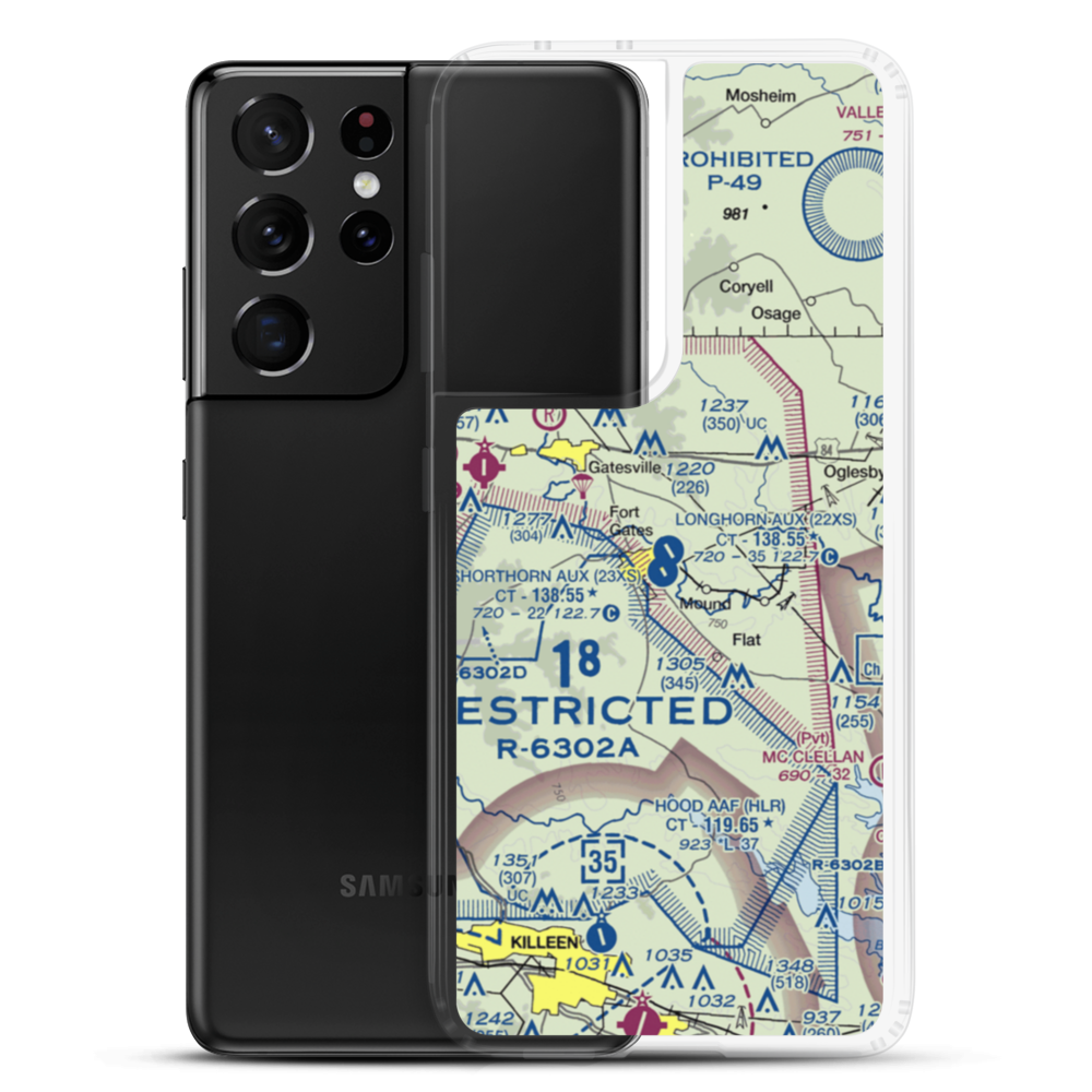 Longhorn Aux Landing Strip (22XS) VFR Sectional Samsung Case Samsung Galaxy S21 Ultra model shown