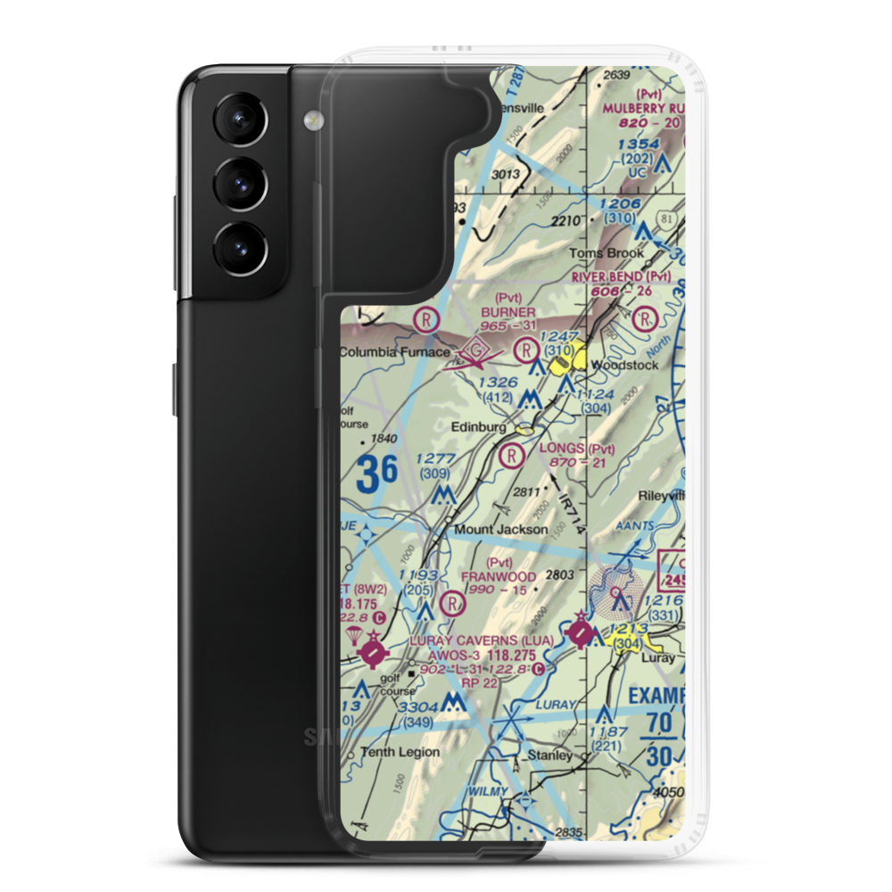 Longs Airport (VA32) VFR Sectional Samsung Case Samsung Galaxy S21 Plus model shown