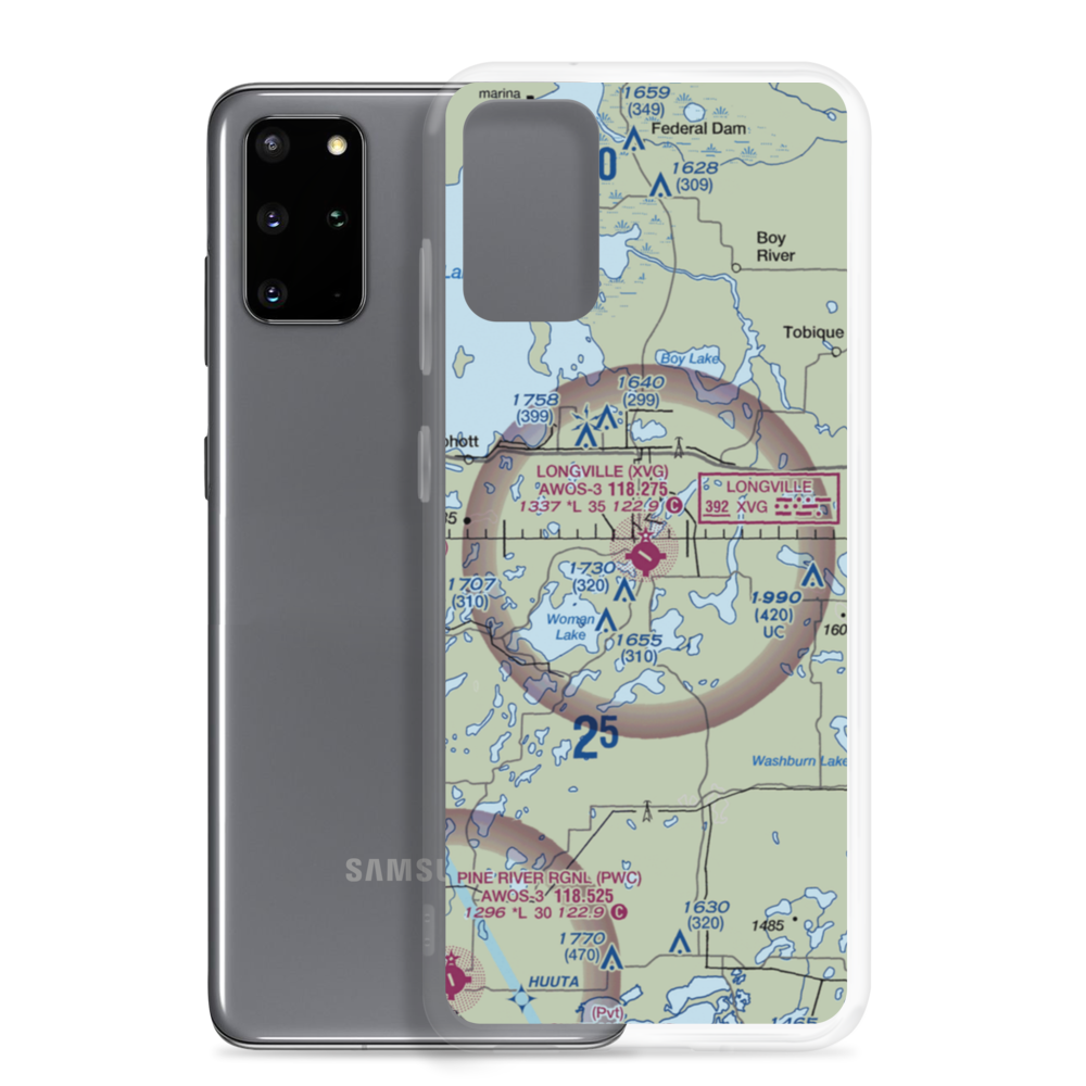 Longville Municipal Airport (XVG) VFR Sectional Samsung Case Samsung Galaxy S20 Plus model shown
