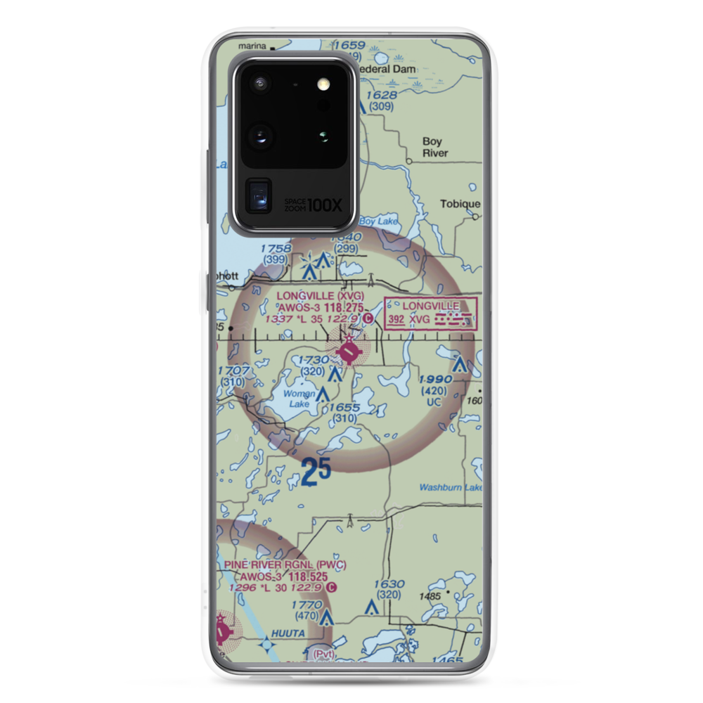 Longville Municipal Airport (XVG) VFR Sectional Samsung Case Samsung Galaxy S20 Ultra model shown