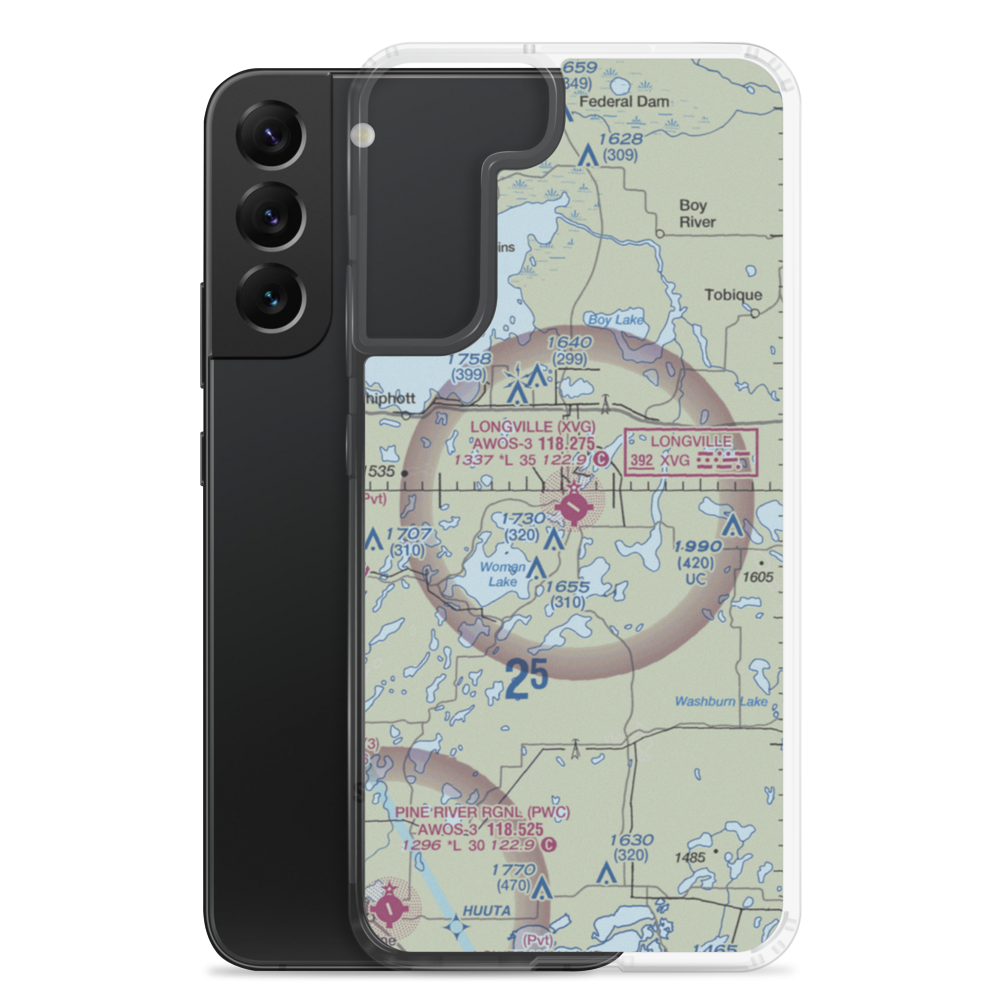 Longville Municipal Airport (XVG) VFR Sectional Samsung Case Samsung Galaxy S22 Plus model shown