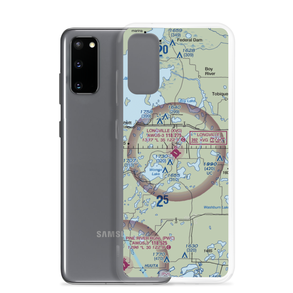 Longville Municipal Airport (XVG) VFR Sectional Samsung Case Samsung Galaxy S20 model shown