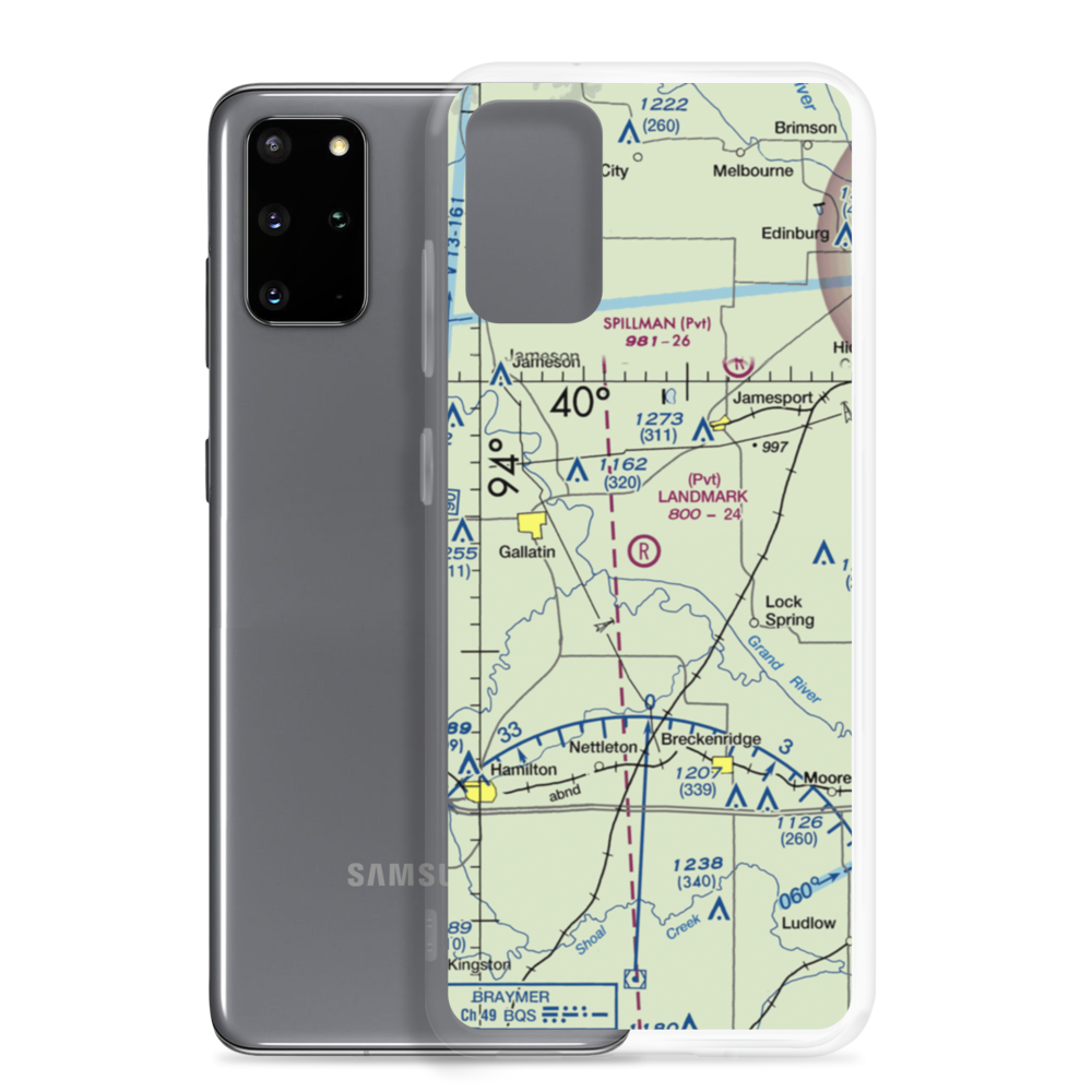 Longwood Mfg Corp Airport (1MO4) VFR Sectional Samsung Case Samsung Galaxy S20 Plus model shown