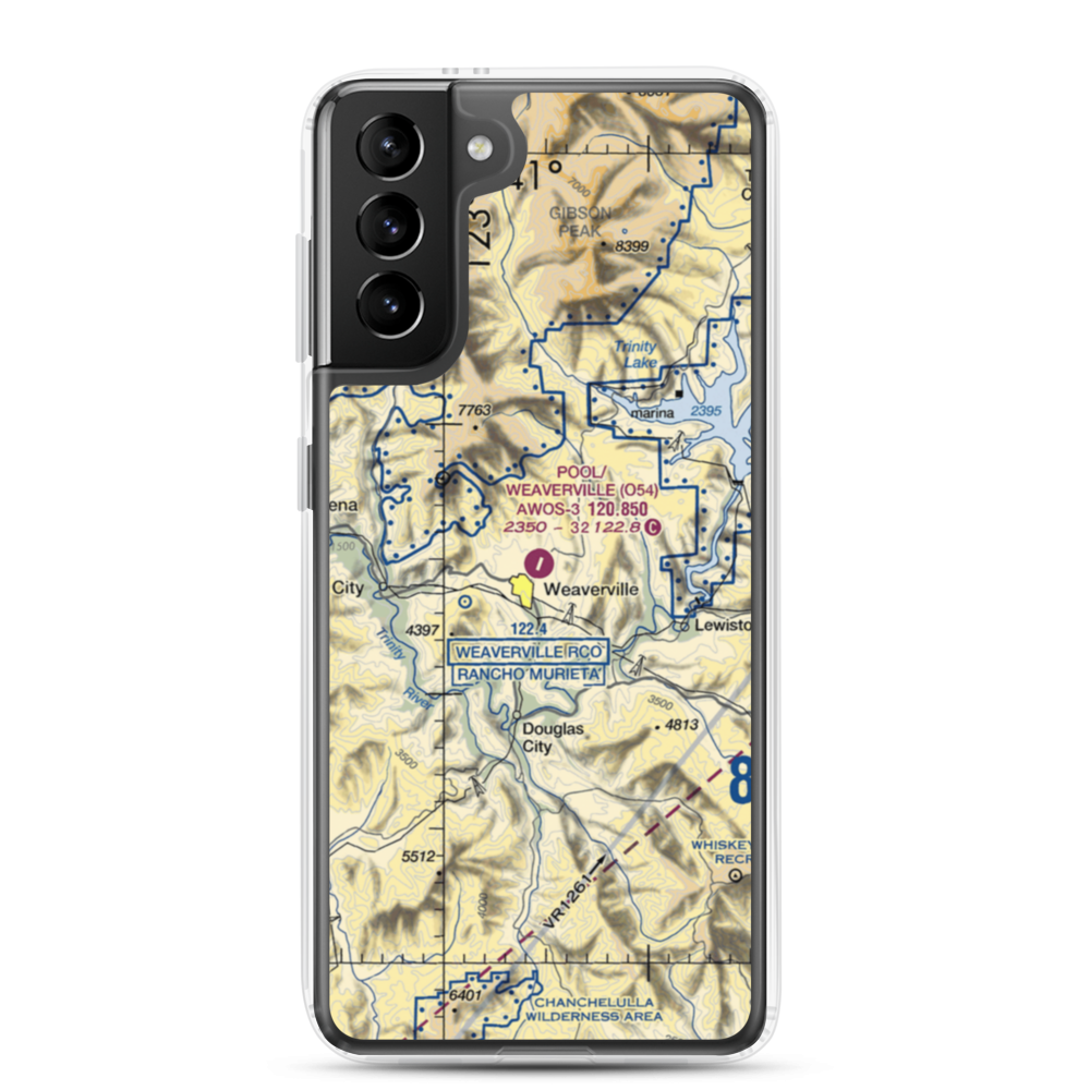 Lonnie Pool Field Weaverville Airport (O54) VFR Sectional Samsung Case Samsung Galaxy S21 Plus model shown