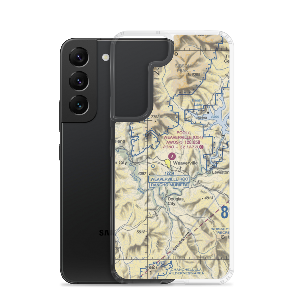 Lonnie Pool Field Weaverville Airport (O54) VFR Sectional Samsung Case Samsung Galaxy S22 model shown