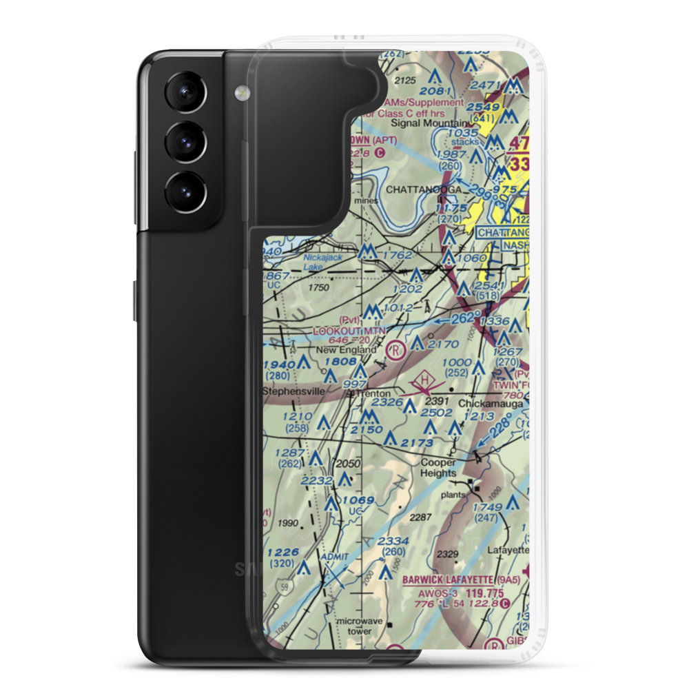 Lookout Mountain Airport (0GE3) VFR Sectional Samsung Case Samsung Galaxy S21 Plus model shown