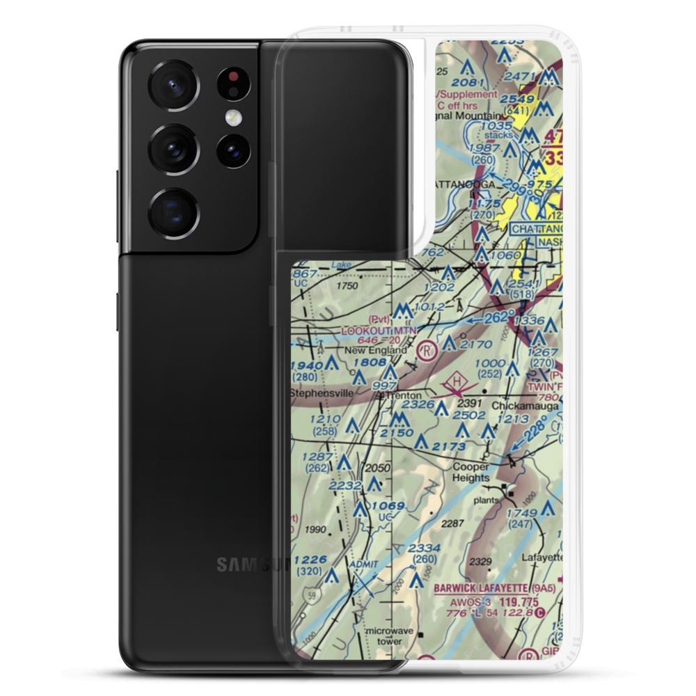 Lookout Mountain Airport (0GE3) VFR Sectional Samsung Case Samsung Galaxy S21 Ultra model shown