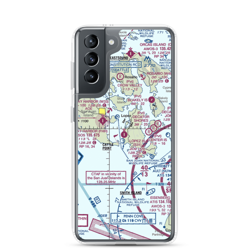 Lopez Island Airport (S31) VFR Sectional Samsung Case Samsung Galaxy S21 model shown