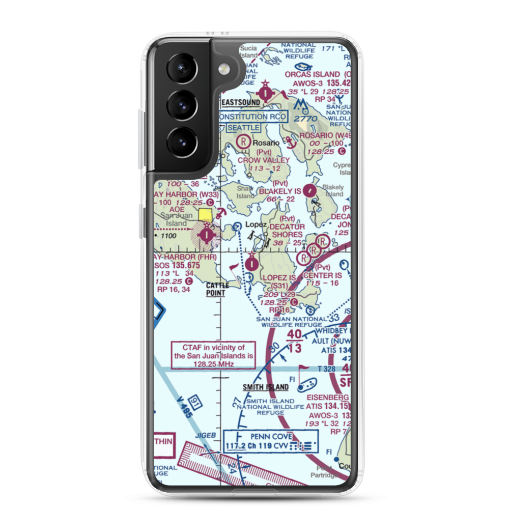 Lopez Island Airport (S31) VFR Sectional Samsung Case Samsung Galaxy S21 Plus model shown
