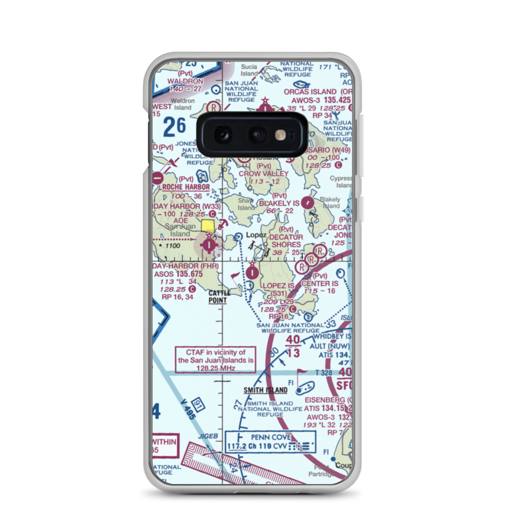 Lopez Island Airport (S31) VFR Sectional Samsung Case Samsung Galaxy S10e model shown
