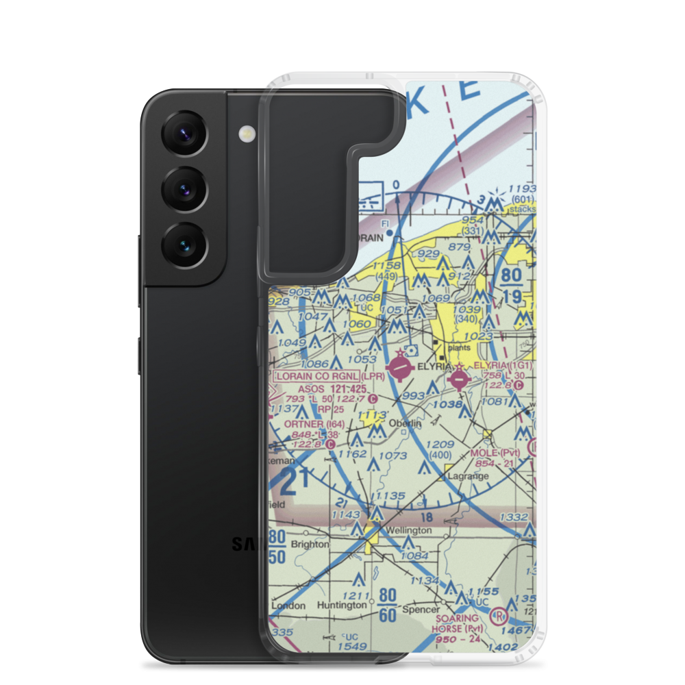 Lorain County Regional Airport (LPR) VFR Sectional Samsung Case Samsung Galaxy S22 model shown