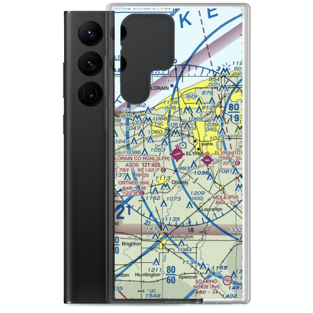 Lorain County Regional Airport (LPR) VFR Sectional Samsung Case Samsung Galaxy S22 Ultra model shown
