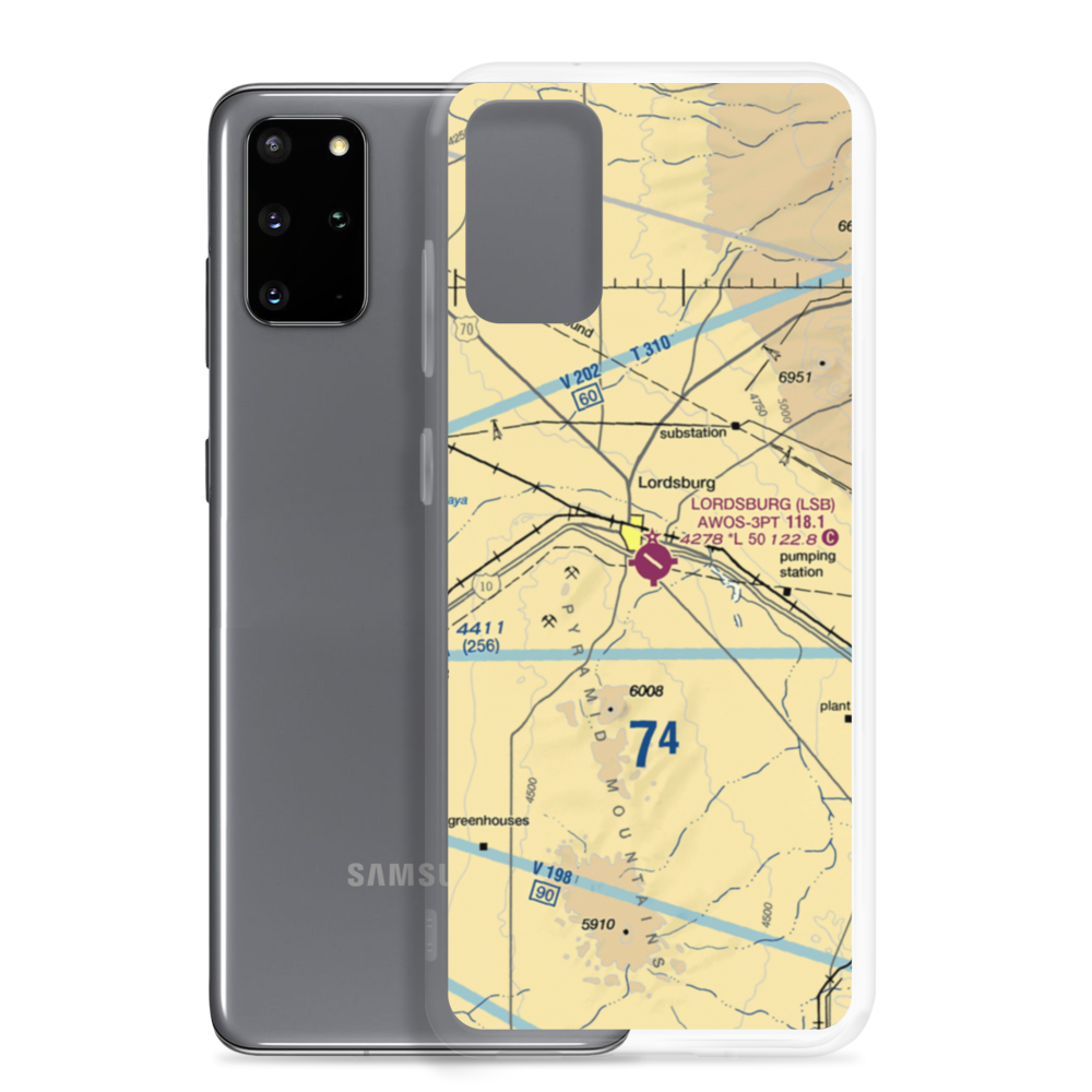 Lordsburg Municipal Airport (LSB) VFR Sectional Samsung Case Samsung Galaxy S20 Plus model shown