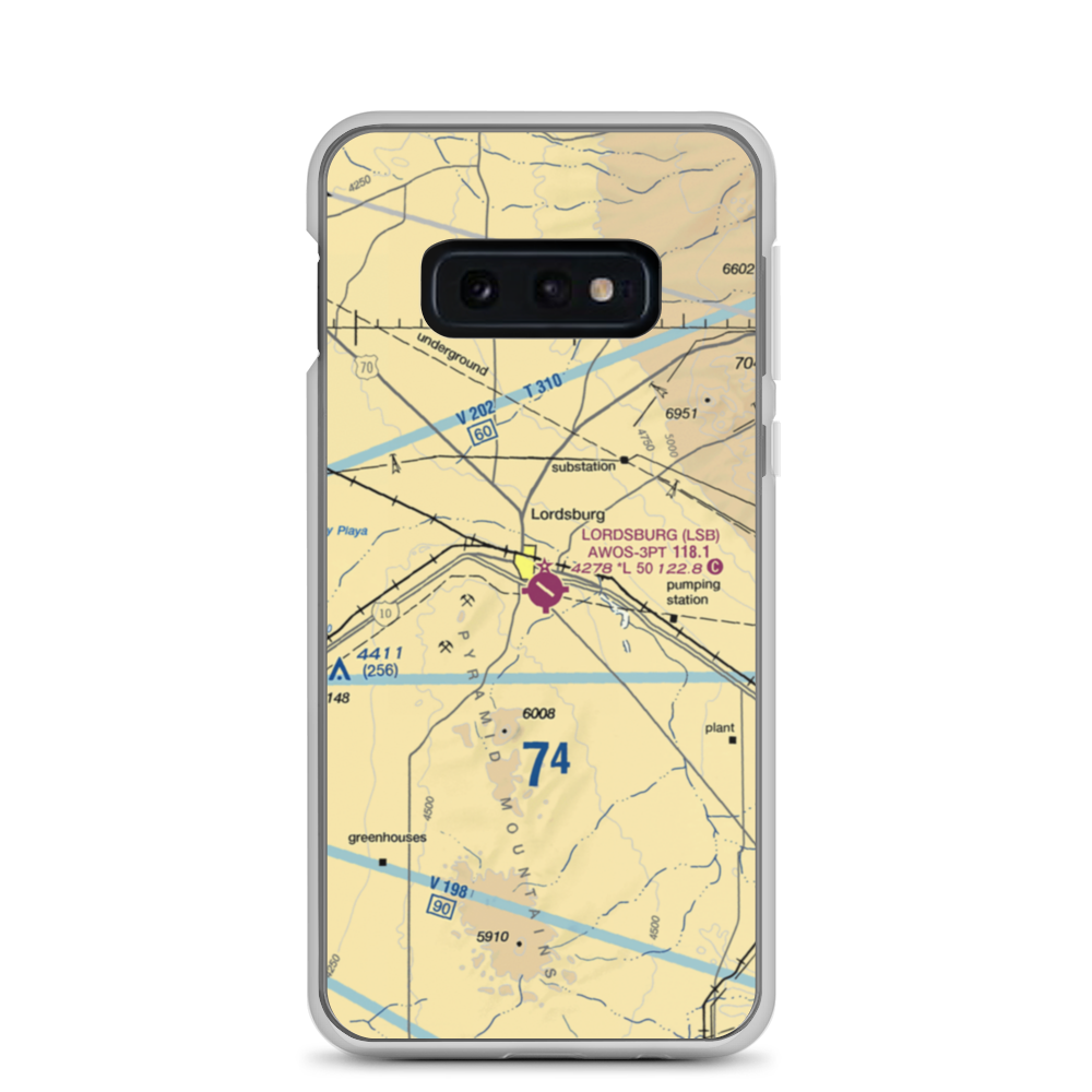 Lordsburg Municipal Airport (LSB) VFR Sectional Samsung Case Samsung Galaxy S10e model shown