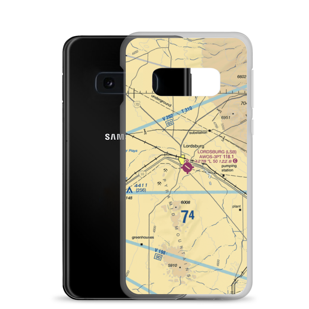 Lordsburg Municipal Airport (LSB) VFR Sectional Samsung Case Samsung Galaxy S10e model shown