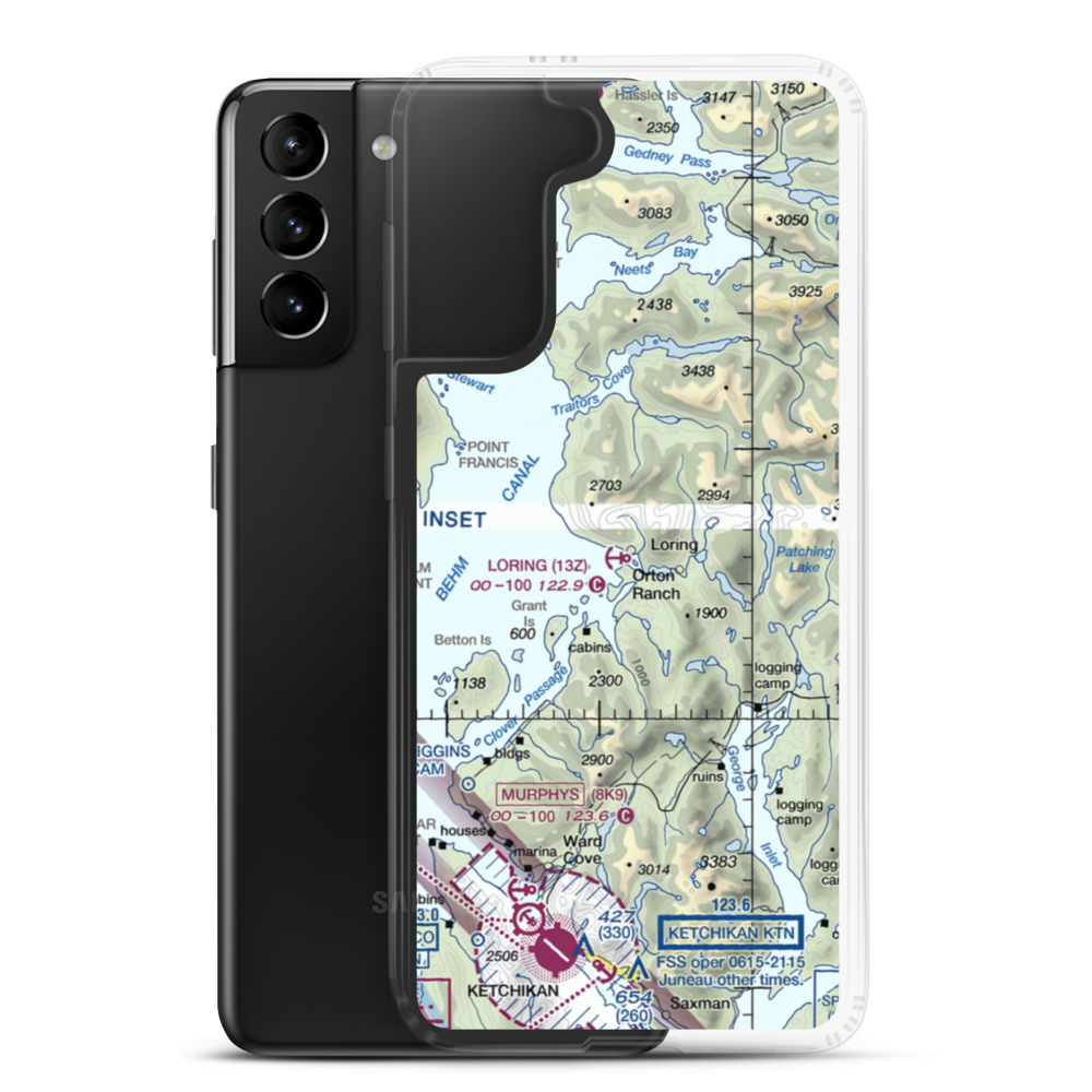 Loring Seaplane Base (13Z) VFR Sectional Samsung Case Samsung Galaxy S21 Plus model shown