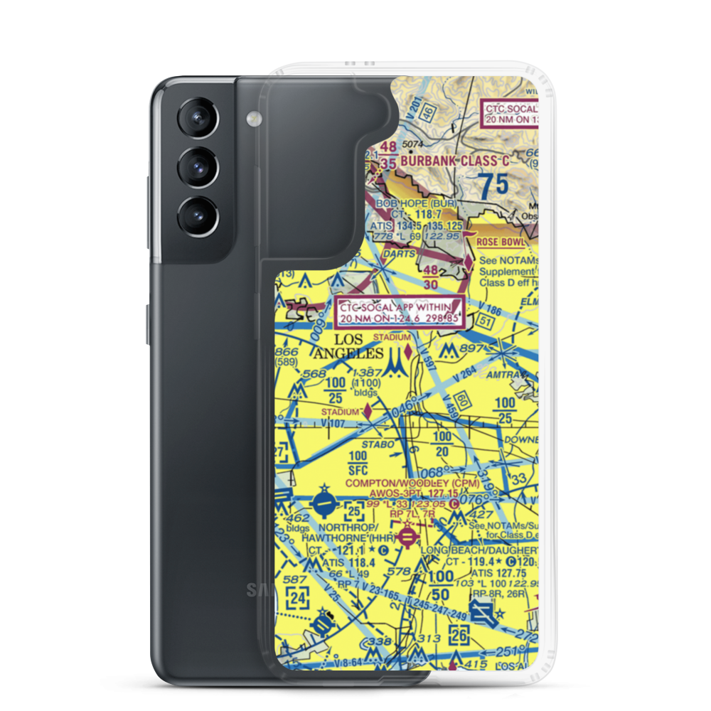 Los Angeles City Hall East Heliport (59L) VFR Sectional Samsung Case Samsung Galaxy S21 model shown