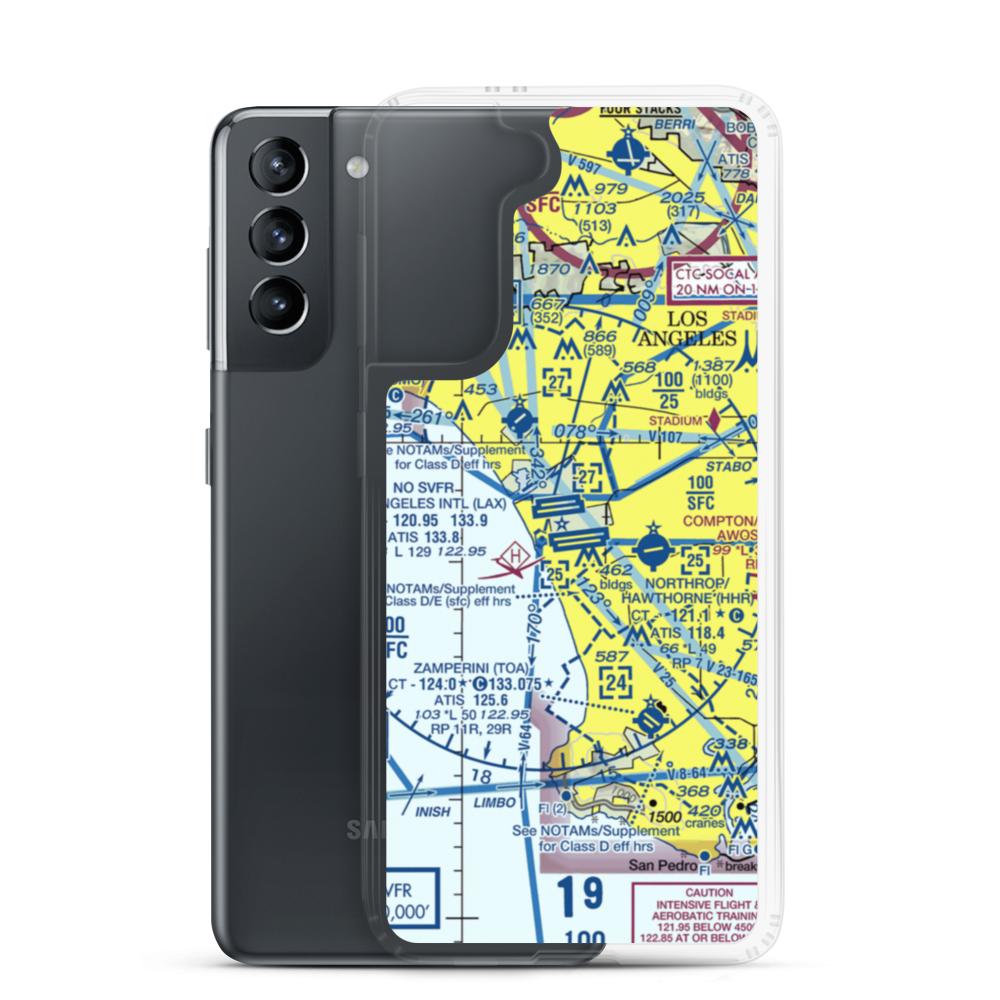 Los Angeles International Airport (LAX) VFR Sectional Samsung Case Samsung Galaxy S21 model shown