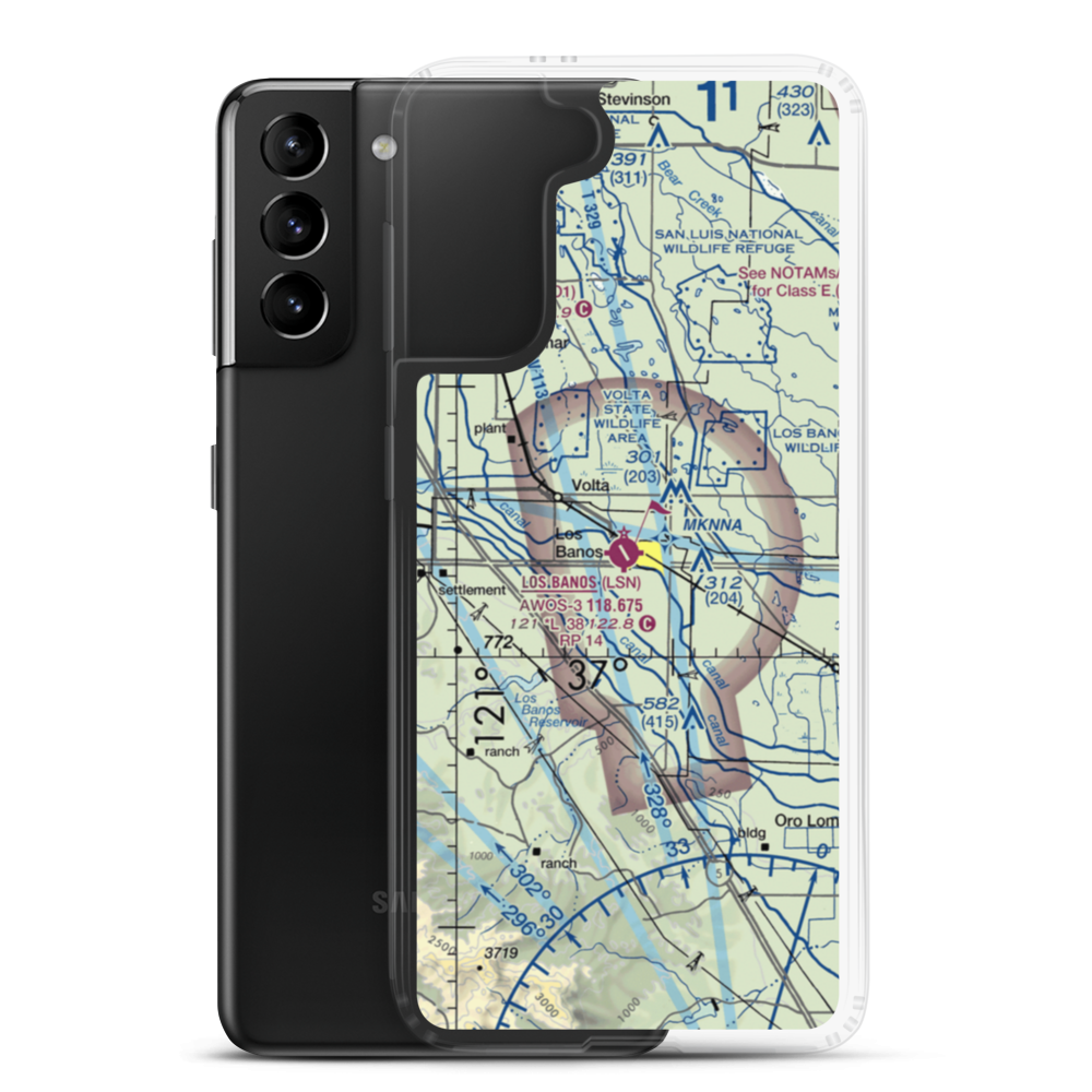 Los Banos Municipal Airport (LSN) VFR Sectional Samsung Case Samsung Galaxy S21 Plus model shown