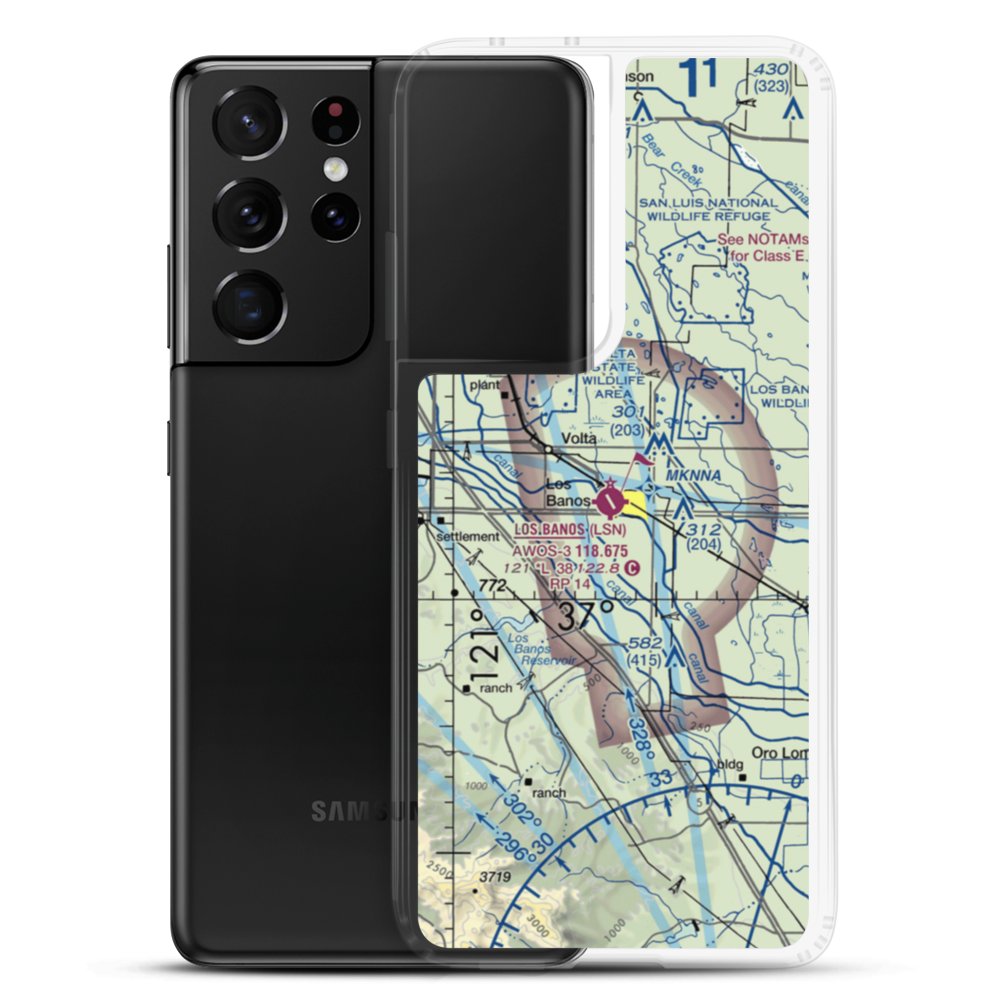 Los Banos Municipal Airport (LSN) VFR Sectional Samsung Case Samsung Galaxy S21 Ultra model shown