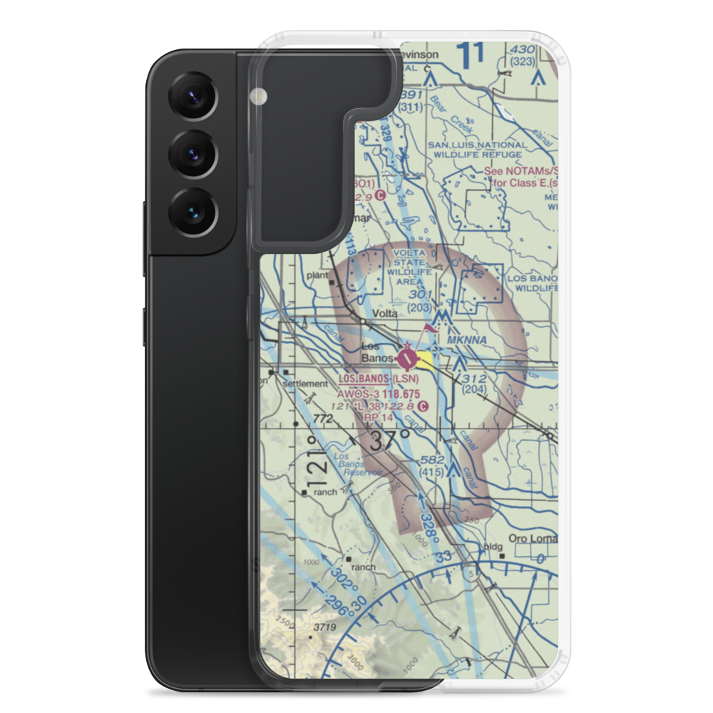 Los Banos Municipal Airport (LSN) VFR Sectional Samsung Case Samsung Galaxy S22 Plus model shown