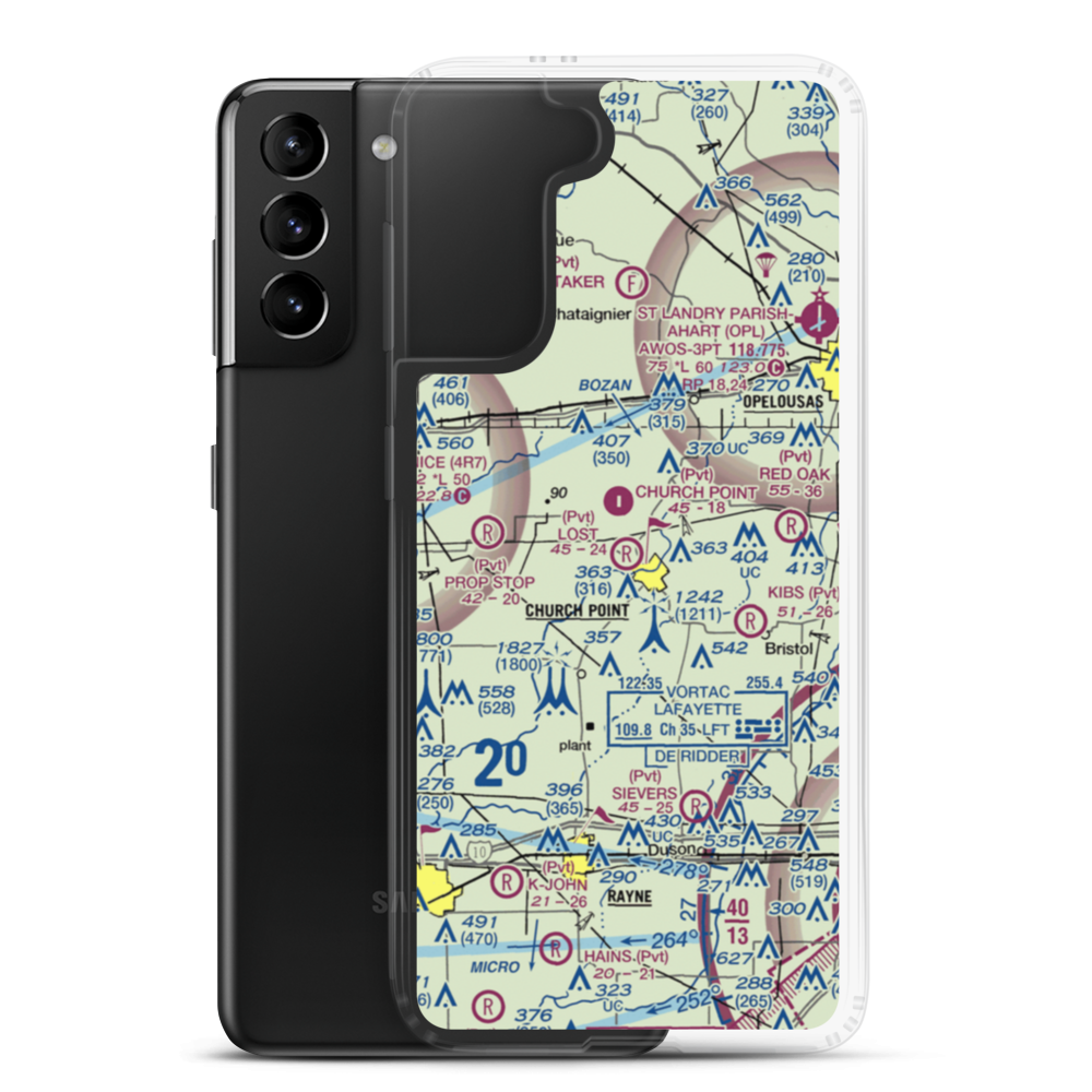 Lost Airfield (71LA) VFR Sectional Samsung Case Samsung Galaxy S21 Plus model shown