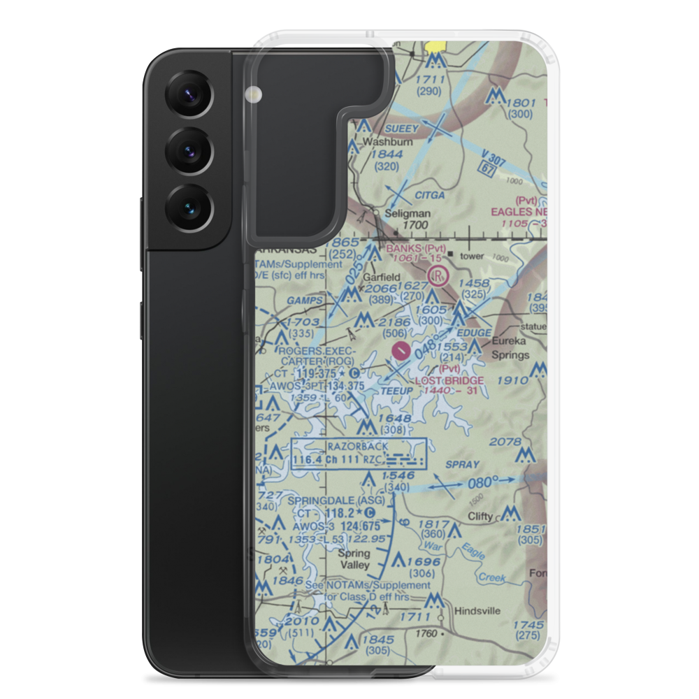 Lost Bridge Village Airport (40AR) VFR Sectional Samsung Case Samsung Galaxy S22 Plus model shown