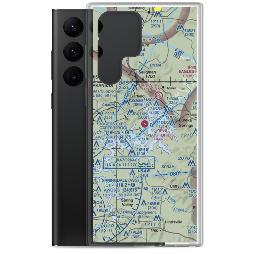 Lost Bridge Village Airport (40AR) VFR Sectional Samsung Case Samsung Galaxy S22 Ultra model shown
