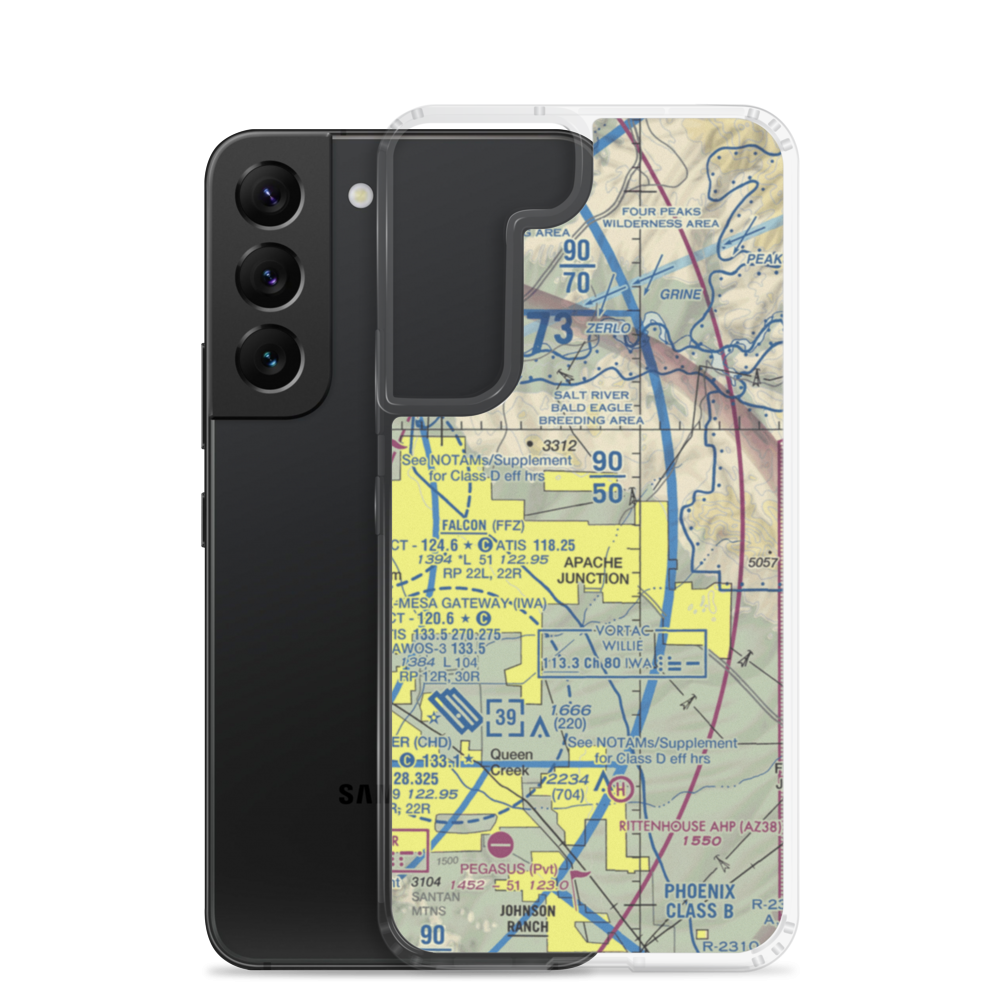 Lost Dutchman Heliport (H31) VFR Sectional Samsung Case Samsung Galaxy S22 model shown