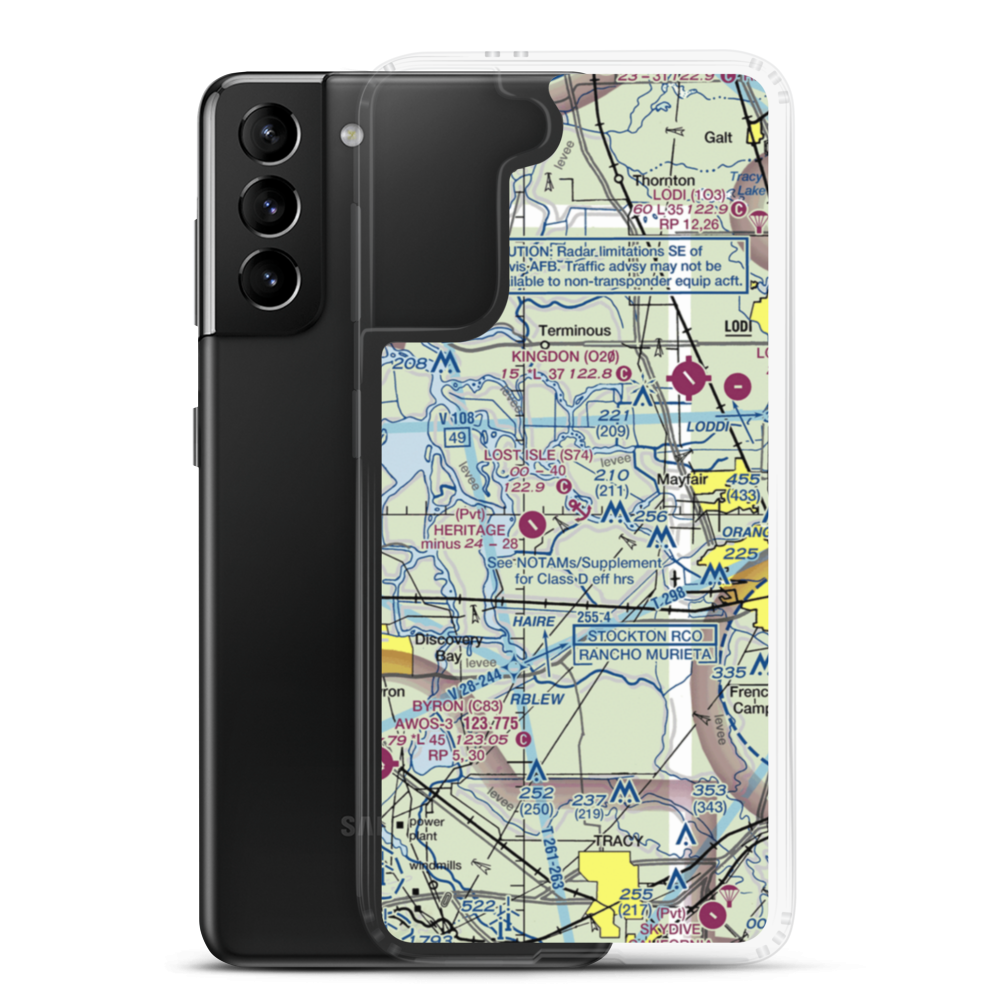 Lost Isle Seaplane Base (S74) VFR Sectional Samsung Case Samsung Galaxy S21 Plus model shown