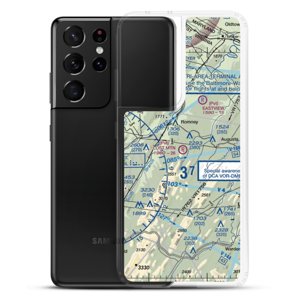 Lost Mountain Airport (WV06) VFR Sectional Samsung Case Samsung Galaxy S21 Ultra model shown