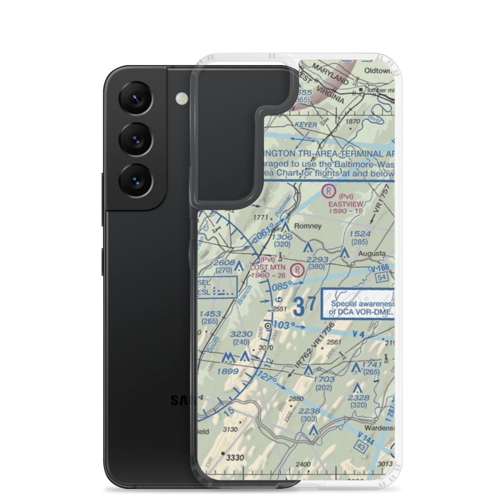 Lost Mountain Airport (WV06) VFR Sectional Samsung Case Samsung Galaxy S22 model shown