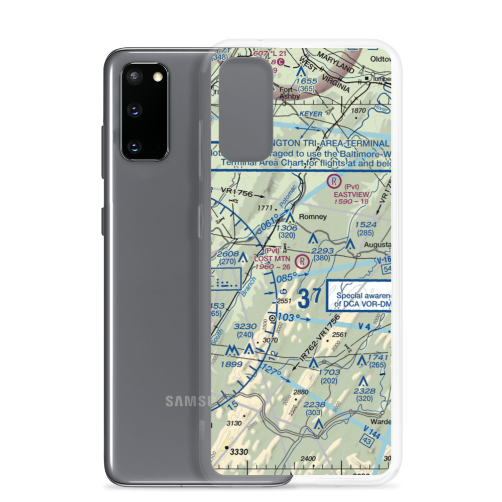 Lost Mountain Airport (WV06) VFR Sectional Samsung Case Samsung Galaxy S20 model shown