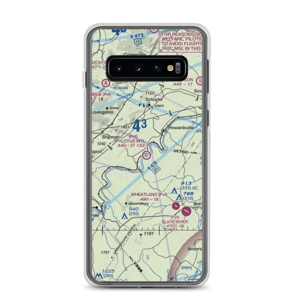 Lotus International Airport (8VA4) VFR Sectional Samsung Case Samsung Galaxy S10 model shown