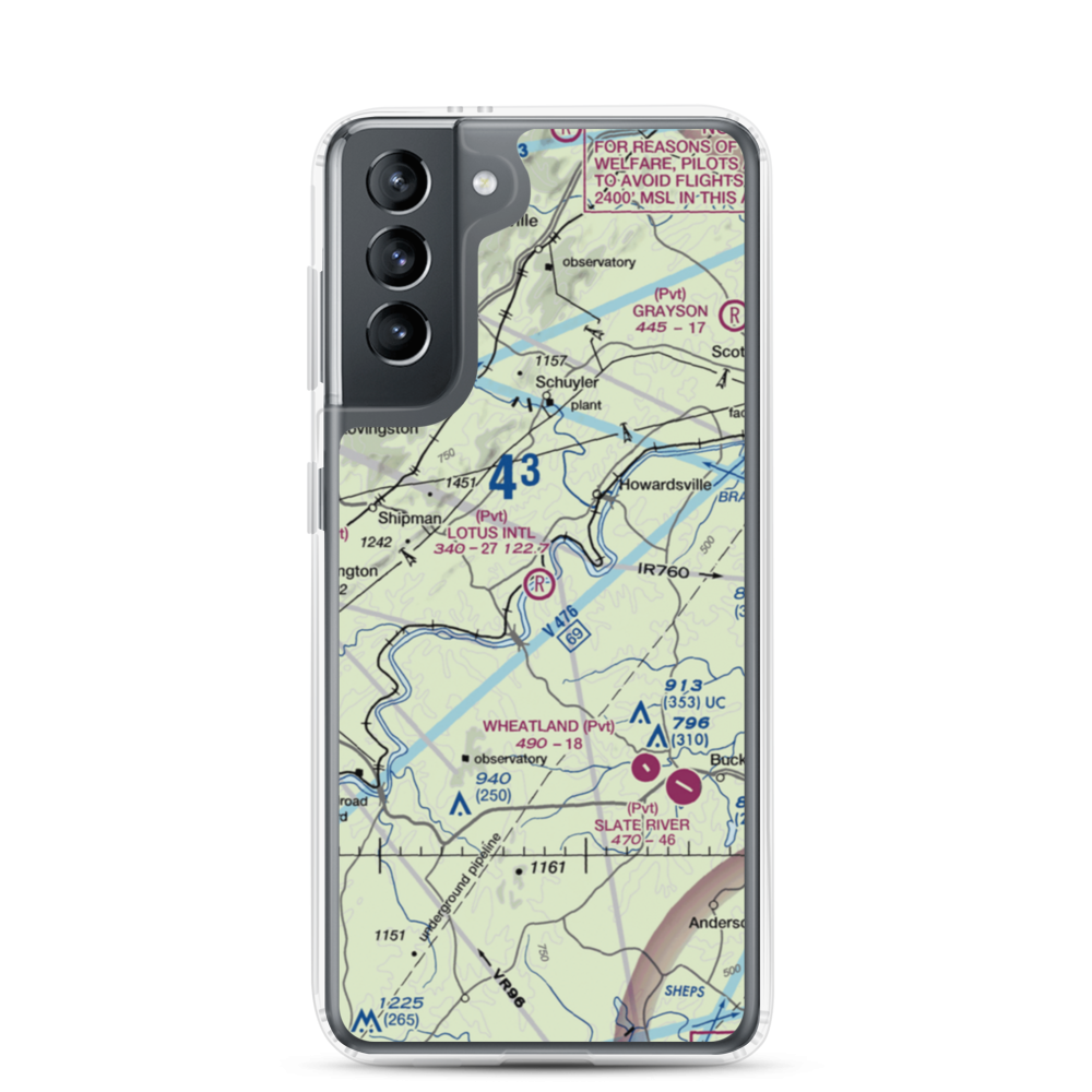 Lotus International Airport (8VA4) VFR Sectional Samsung Case Samsung Galaxy S21 model shown